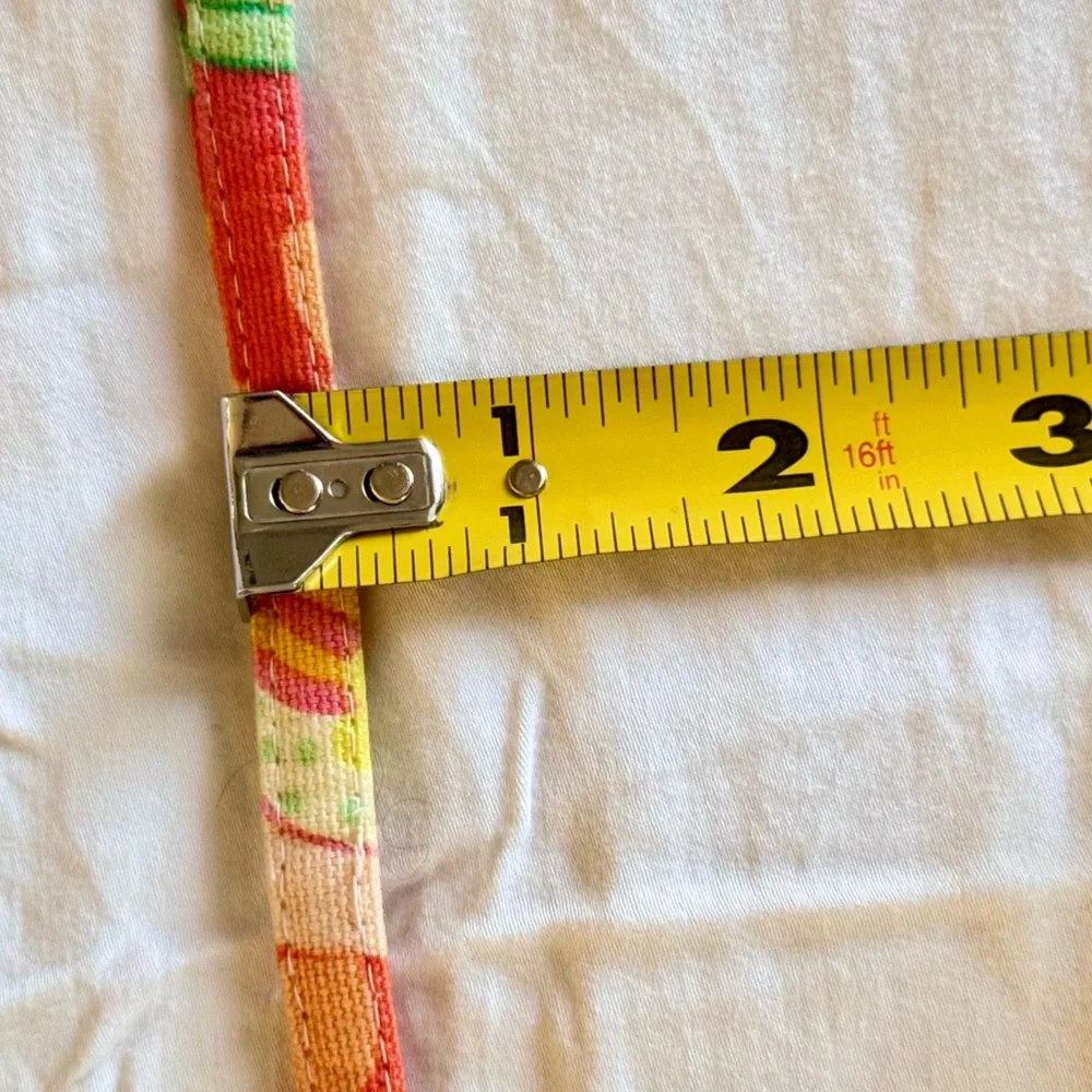 Pet Boutique Orange Yellow & Lime Green Retro Floral Fabric Skinny Dog Collar
